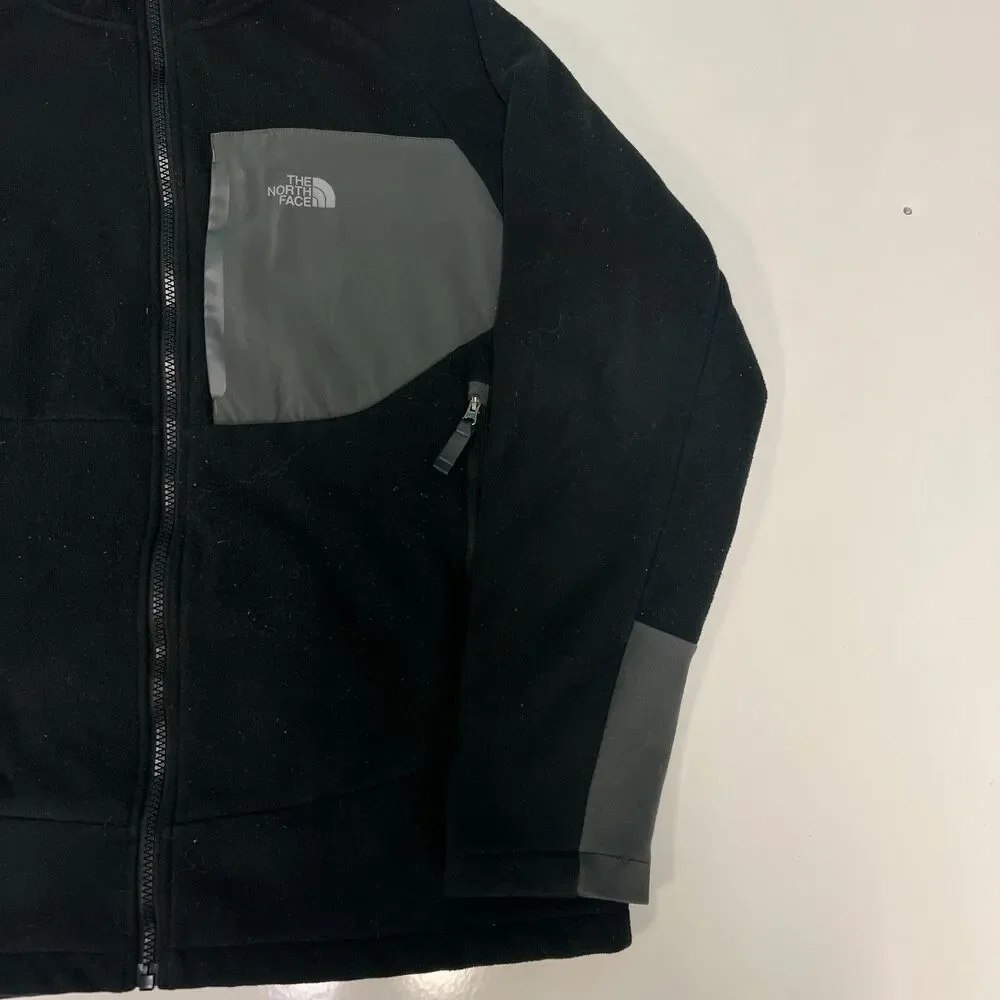 The North Face Jacket Boys XL 18-20 Black Gray Fleece Hooded Full Zip Lined